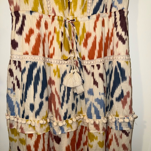 Point Sur J Crew Maxi Dress 8 Flutter Tiered
Ruffle Tie Tassel Pom Pom Ikat - Picture 6 of 12